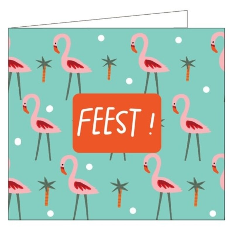 Mail-box Hil Claesen: kaart - feest flamingo's