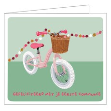 Mail-box Hil Claesen: kaart - Gefeliciteerd met je eerste communie roze
