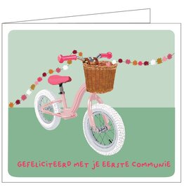 Mail-box Hil Claesen: kaart - Gefeliciteerd met je eerste communie roze