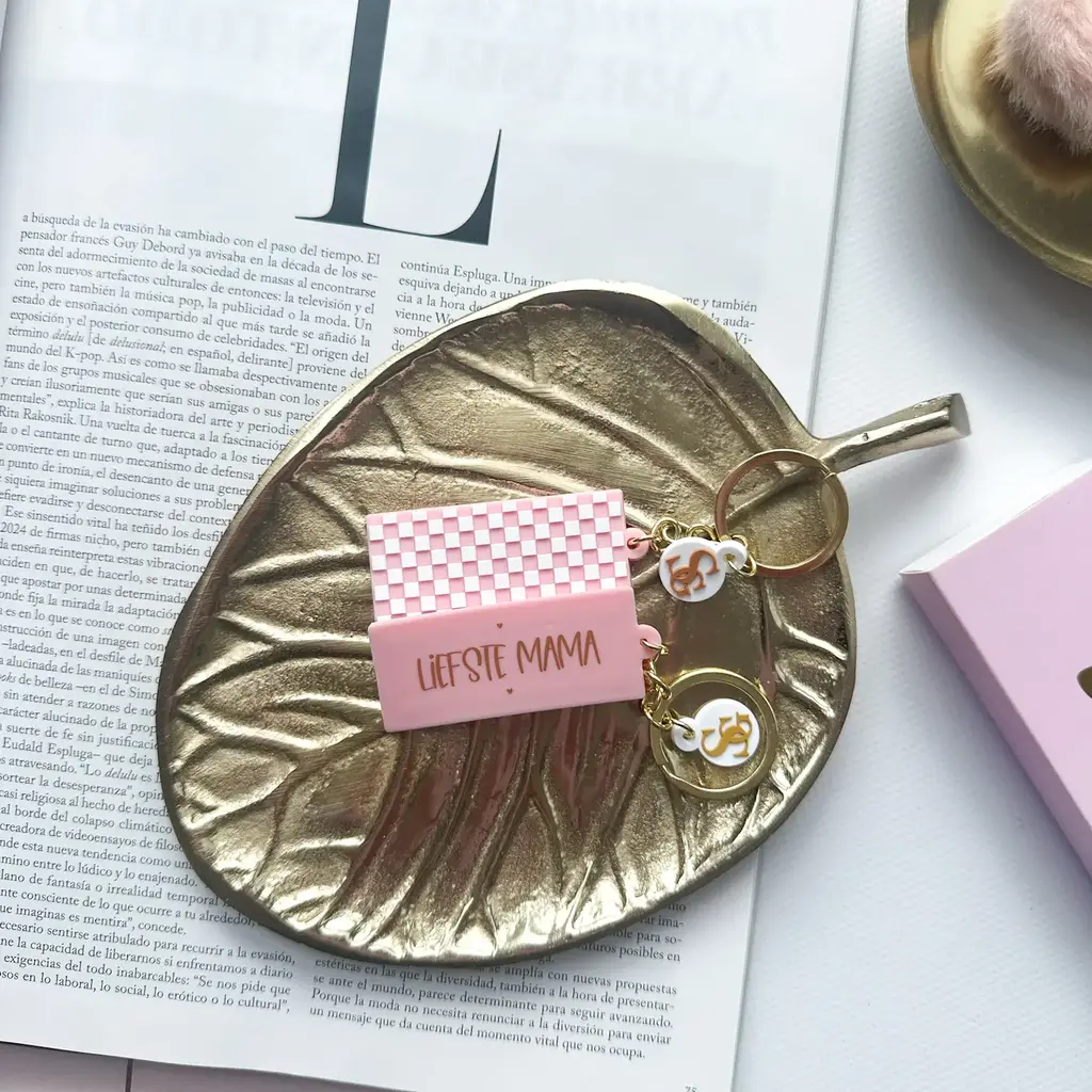 Stationery & gift Stationery & gift: Sleutelhanger Roos | Liefste Mama | Roze