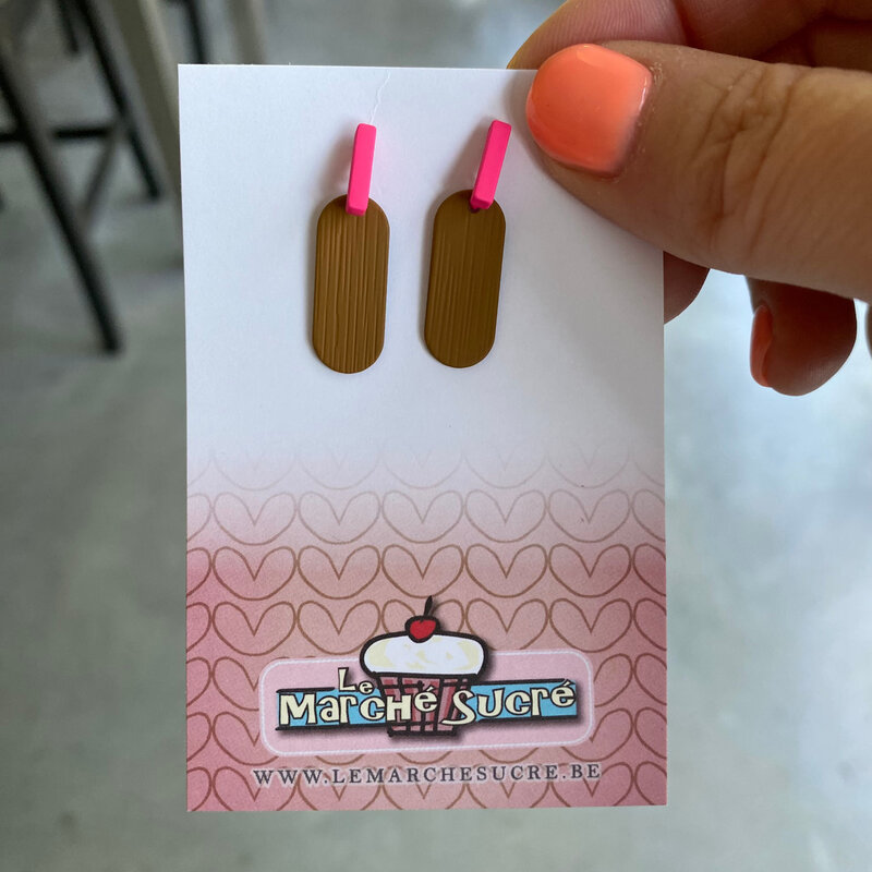 le marché sucré Le marché sucré: oorbellen - cognac en roze