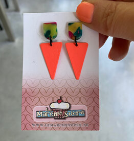 le marché sucré Le marché sucré: oorbellen - printje + fluo oranje