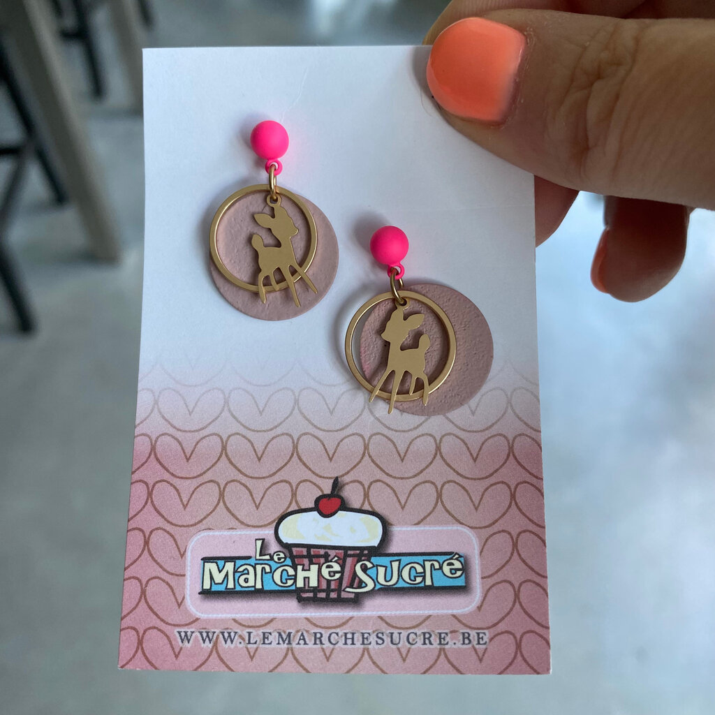 le marché sucré Le marché sucré: oorbellen goud, nude en roze