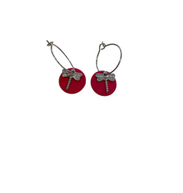 le marché sucré Le marché sucré: oorbellen - creool roze + libel zilver