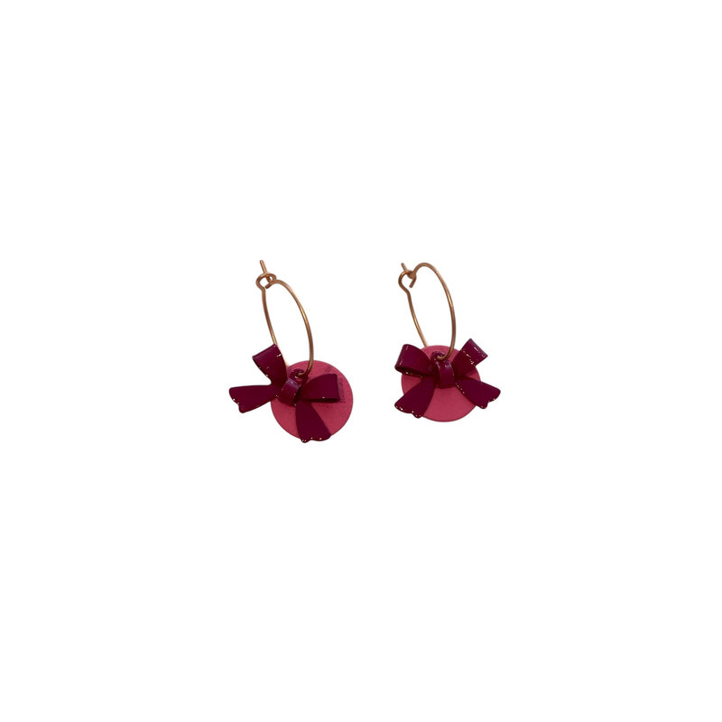 le marché sucré Le marché sucré: oorbellen - creool roze  + strikje roze