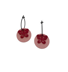 le marché sucré Le marché sucré: oorbellen - creool lichtroze + vlinder roze