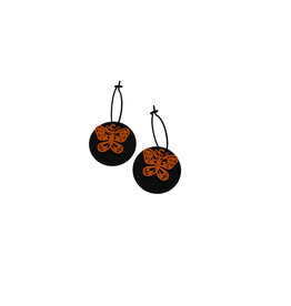 le marché sucré Le marché sucré: oorbellen - creool zwart + vlinder oranje