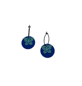le marché sucré Le marché sucré: oorbellen - creool blauw + vlinder lichtblauw