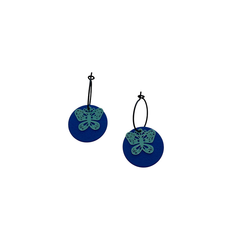 le marché sucré Le marché sucré: oorbellen - creool blauw + vlinder lichtblauw