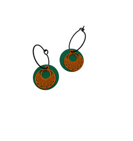 le marché sucré Le marché sucré: oorbellen - creool groen + cirkel blaadjes oranje