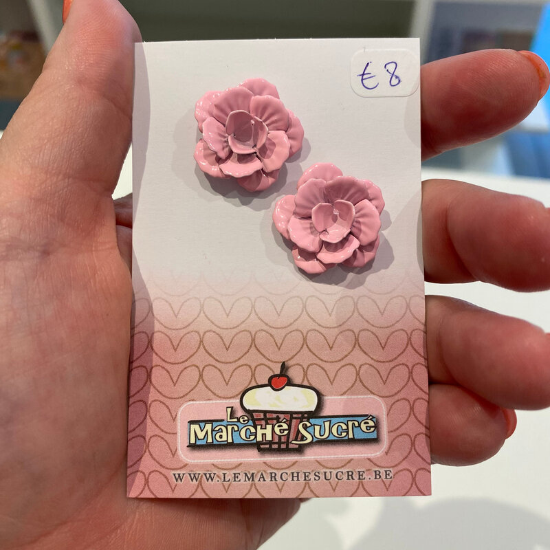 le marché sucré Le marché sucré: oorbellen bloemen roze