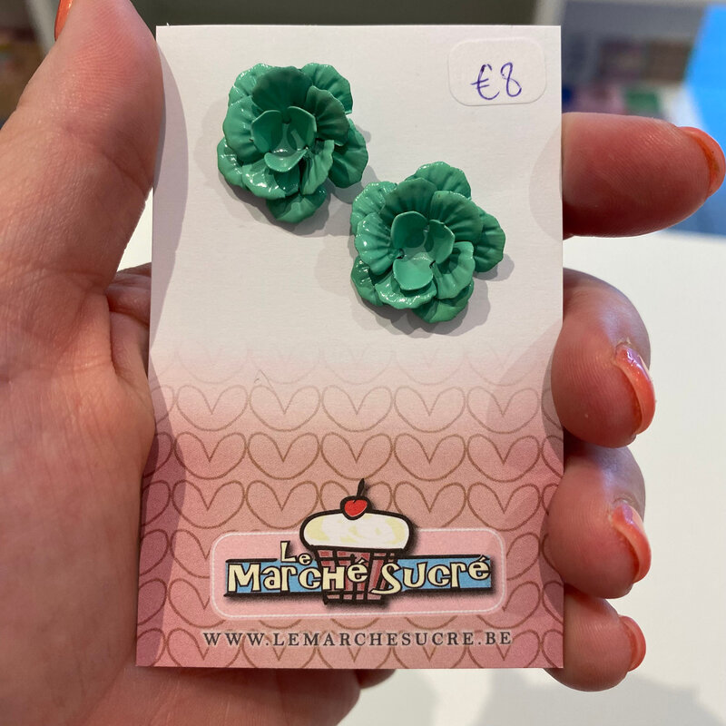 le marché sucré Le marché sucré: oorbellen bloemen turquoise