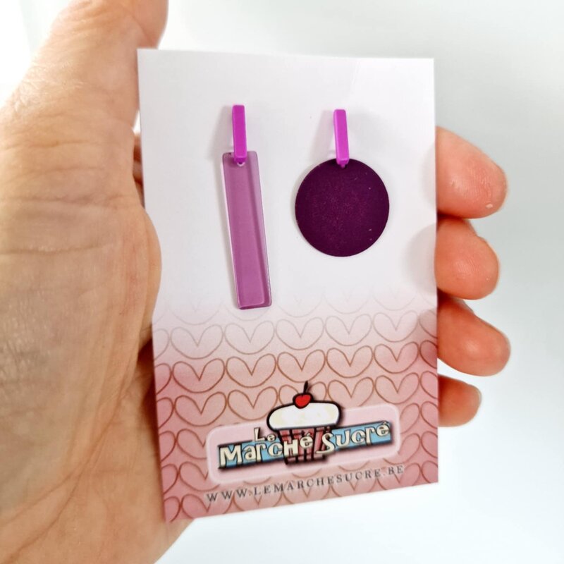 le marché sucré Le marché sucré: oorbellen - asymetrisch paars