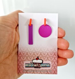 le marché sucré Le marché sucré: oorbellen - asymetrisch paars + oranje