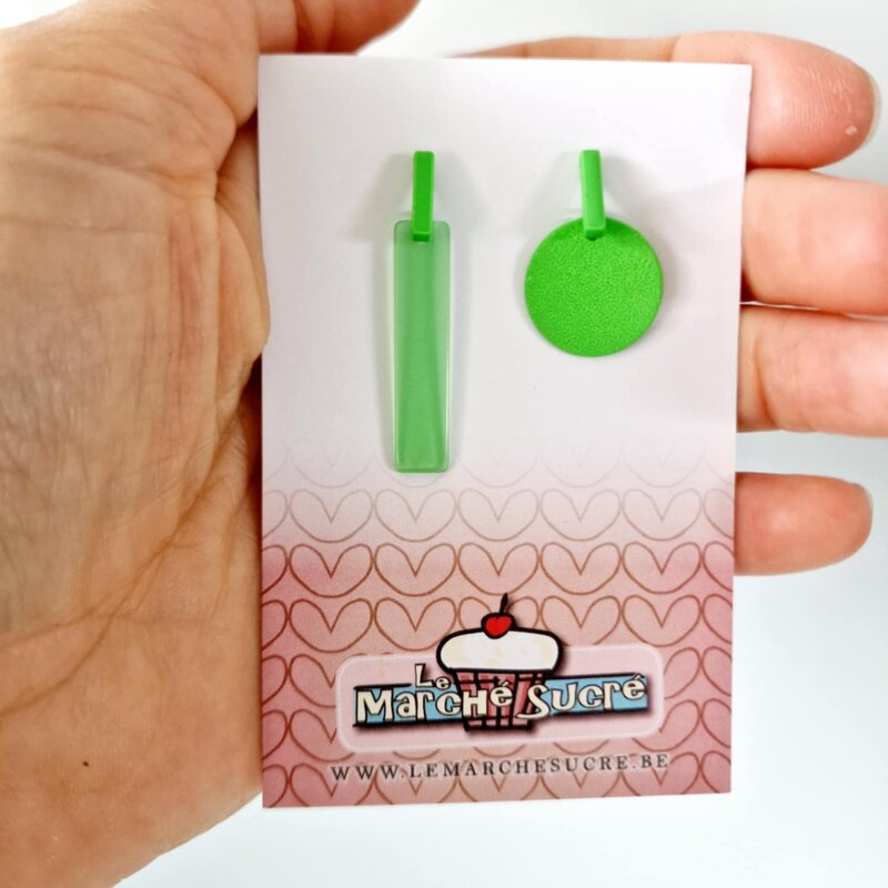 le marché sucré Le marché sucré: oorbellen - asymetrisch groen