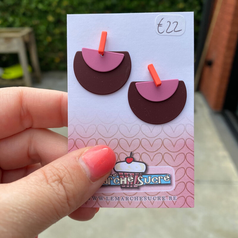 le marché sucré Le marché sucré: oorbellen  - fluo oranje, roze en aubergine
