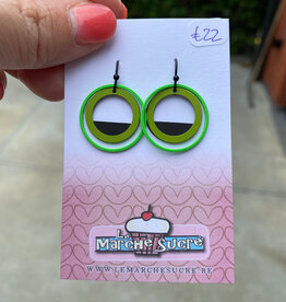 le marché sucré Le marché sucré: oorbellen  - fluo groen, groen en zwart