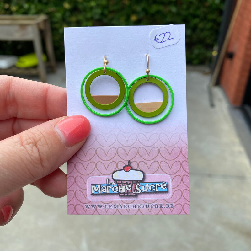 le marché sucré Le marché sucré: oorbellen  - fluo groen, groen en goud