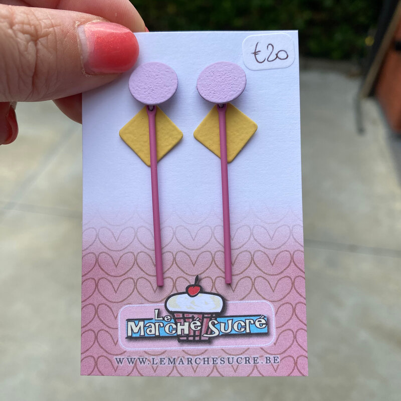 le marché sucré Le marché sucré: oorbellen - lila, roze en lichtgeel