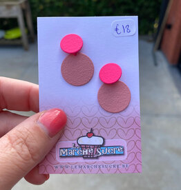 le marché sucré Le marché sucré:  oorbellen - fluo roze en lichtroze