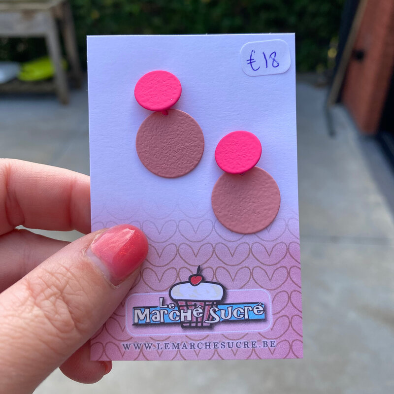 le marché sucré Le marché sucré:  oorbellen - fluo roze en lichtroze