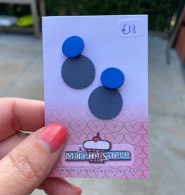 le marché sucré Le marché sucré:  oorbellen - blauw en donkerblauw
