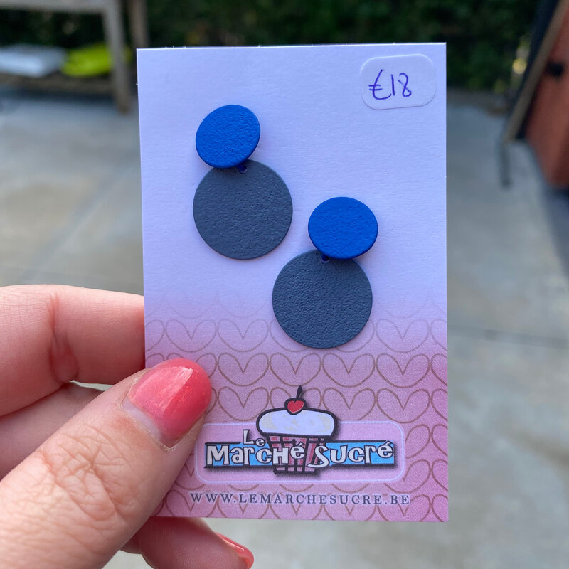 le marché sucré Le marché sucré:  oorbellen - blauw en donkerblauw