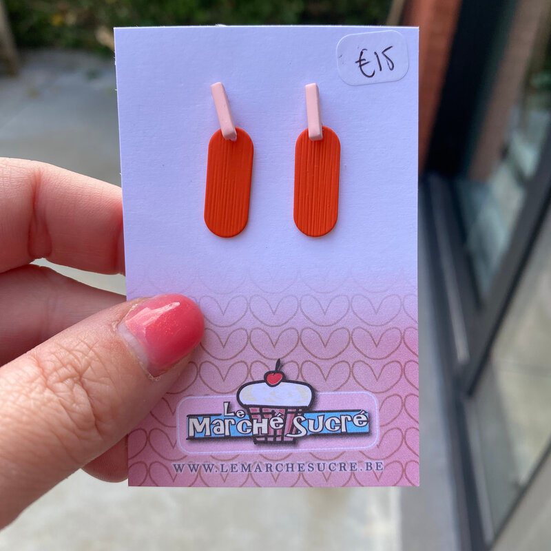 le marché sucré Le marché sucré: oorbellen - oranje en lichtroze