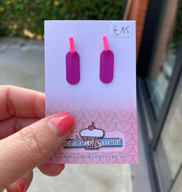 le marché sucré Le marché sucré: oorbellen - fluo roze en paars