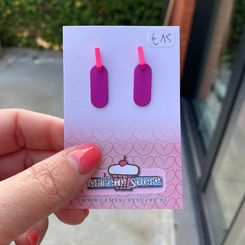 le marché sucré Le marché sucré: oorbellen - fluo roze en paars