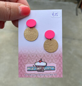 le marché sucré Le marché sucré: oorbellen - fluo roze en goud
