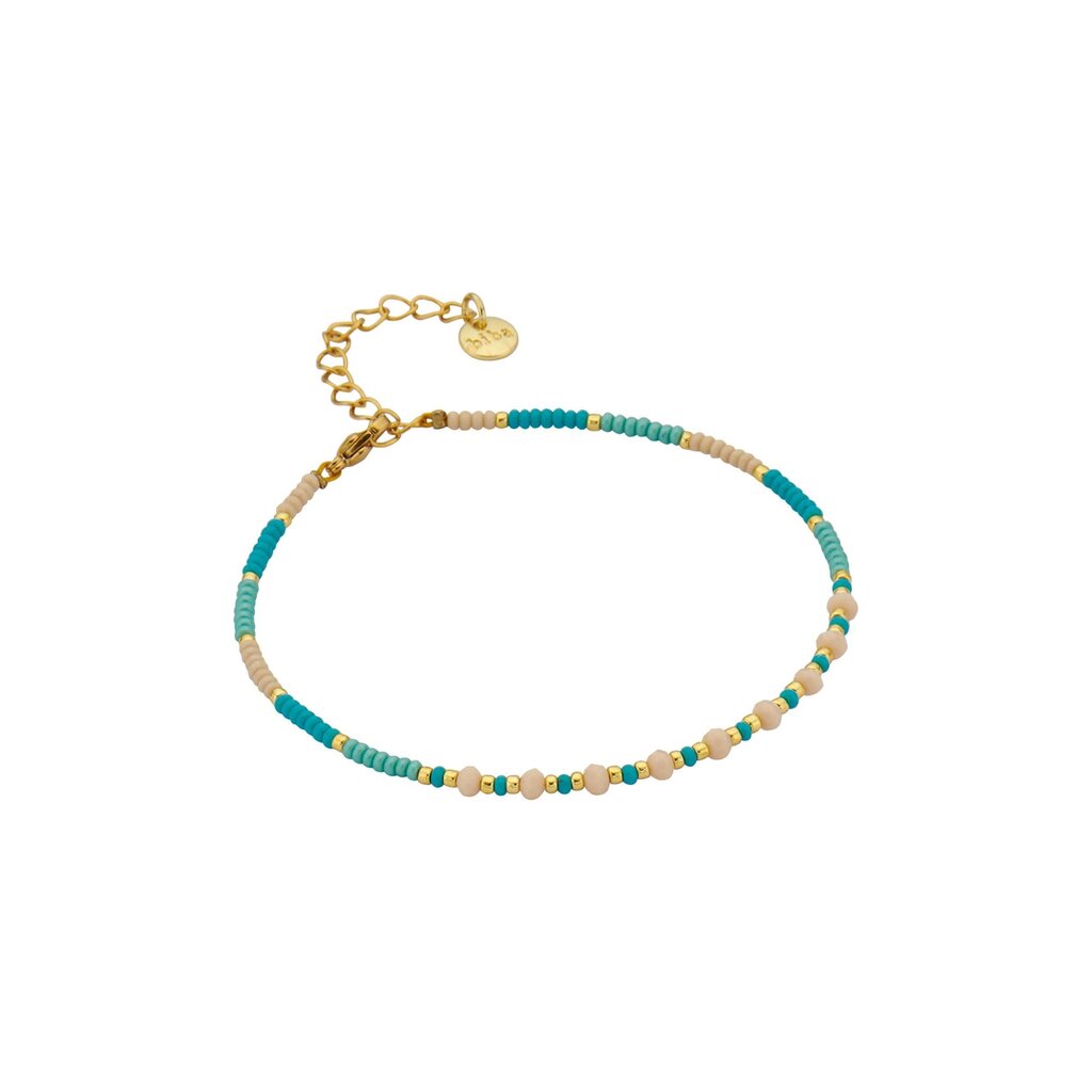 Biba Biba: Enkelbandje pareltjes - turquoise