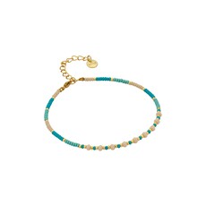 Biba Biba: Enkelbandje pareltjes - turquoise