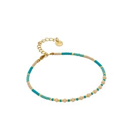 Biba Biba: Enkelbandje pareltjes - turquoise