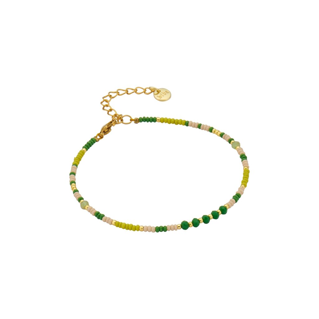 Biba Biba: Enkelbandje pareltjes - groen + olijf