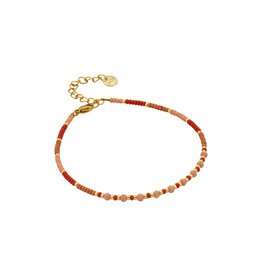 Biba Biba: Enkelbandje pareltjes - rood en zalm