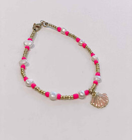 le marché sucré Le marché sucré: Armband roze + parelmoer + schelp roze