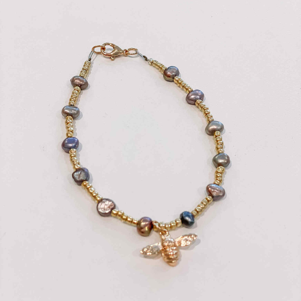 le marché sucré Le marché sucré: Armband goud + grijs + bij