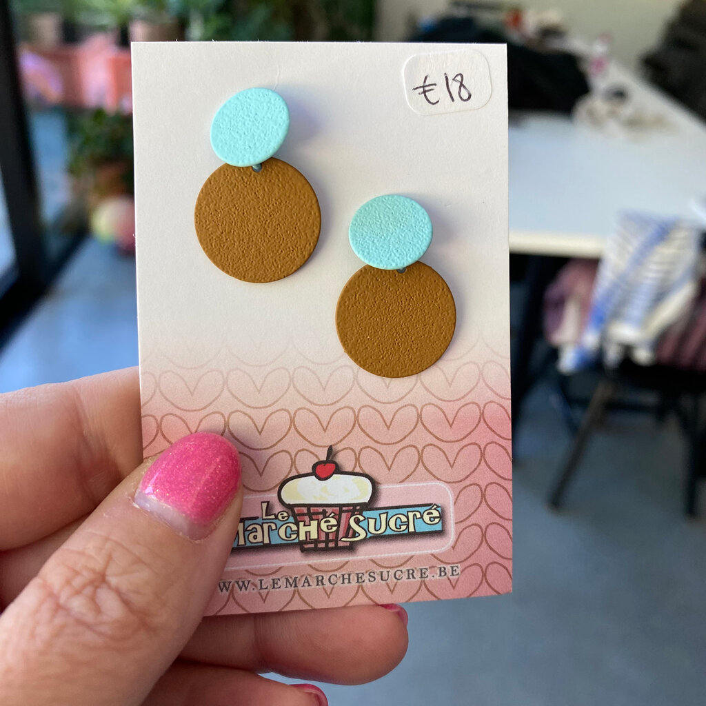 le marché sucré Le marché sucré: oorbellen - turquoise en koper