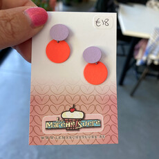 le marché sucré Le marché sucré: oorbellen - paars en fel oranje