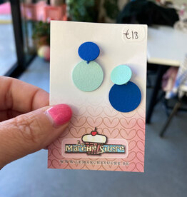 le marché sucré Le marché sucré: oorbellen - asymmetrisch lichtblauw en blauw
