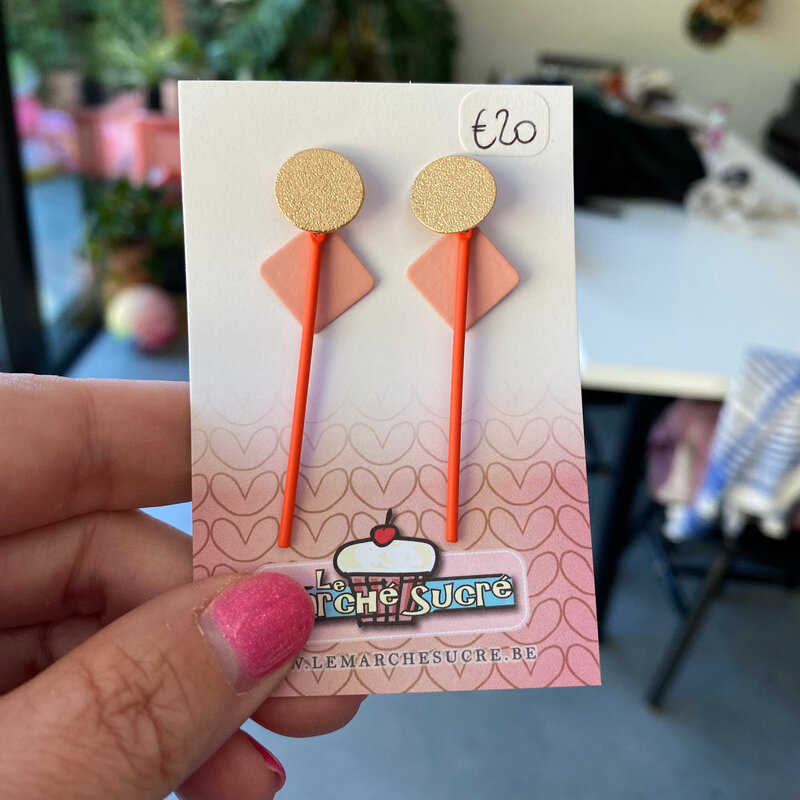 le marché sucré Le marché sucré: oorbellen - goud, roze en oranje