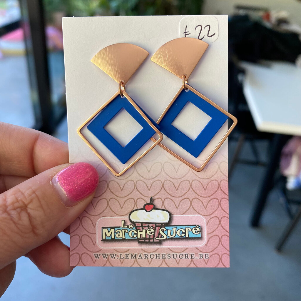 le marché sucré Le marché sucré: oorbellen  - blauw en rosé goud