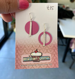 le marché sucré Le marché sucré: oorbellen - asymmetrisch roze en zilver