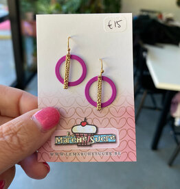 le marché sucré Le marché sucré: oorbellen - goud en felpaars