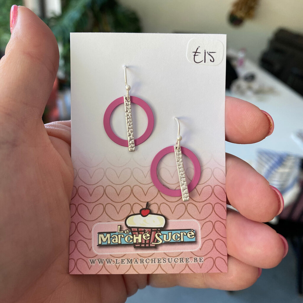 le marché sucré Le marché sucré: oorbellen - zilver en roze