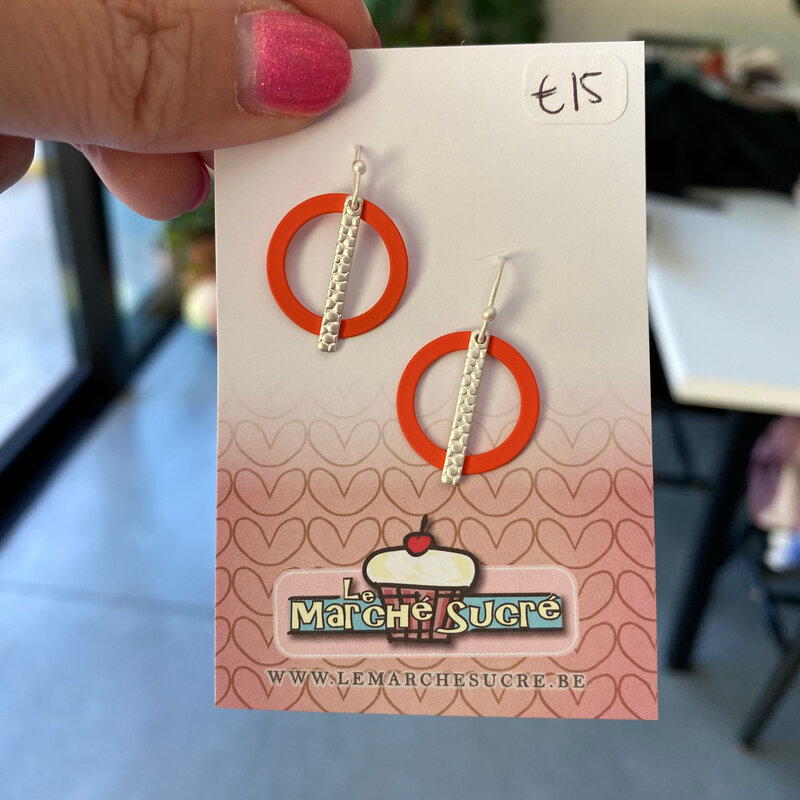 le marché sucré Le marché sucré: oorbellen - zilver en oranje