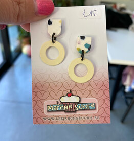 le marché sucré Le marché sucré: oorbellen - printje en ecru