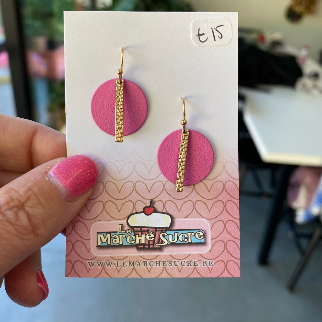 le marché sucré Le marché sucré: oorbellen -  goud en roze