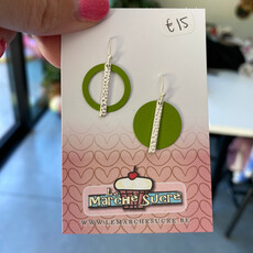 le marché sucré Le marché sucré: oorbellen asymmetrisch - zilver en groen